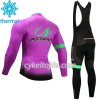Cykeltrøje Langærmet + Bib Cykelbukser 2017 Astana Pro Team N003 Vinter Thermal Fleece